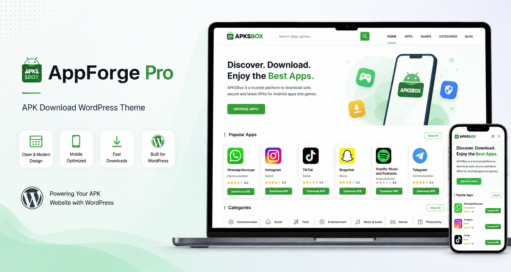 AppForge homepage preview shown on laptop and mobile